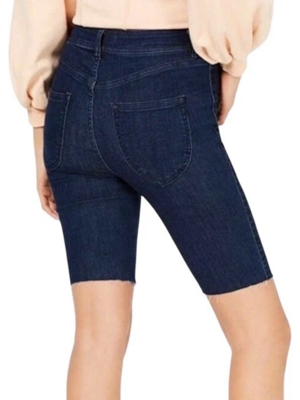 Free People Bermuda raw hem denim shorts